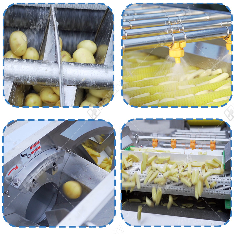 Potato Peeling and Cutting Packing Machine for Fresh Veggie Supply potato washing and peeling machine details